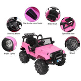 12V Electric Ride-On Car for Kids with Remote Control, MP3 Player, and LED Lights in Pink