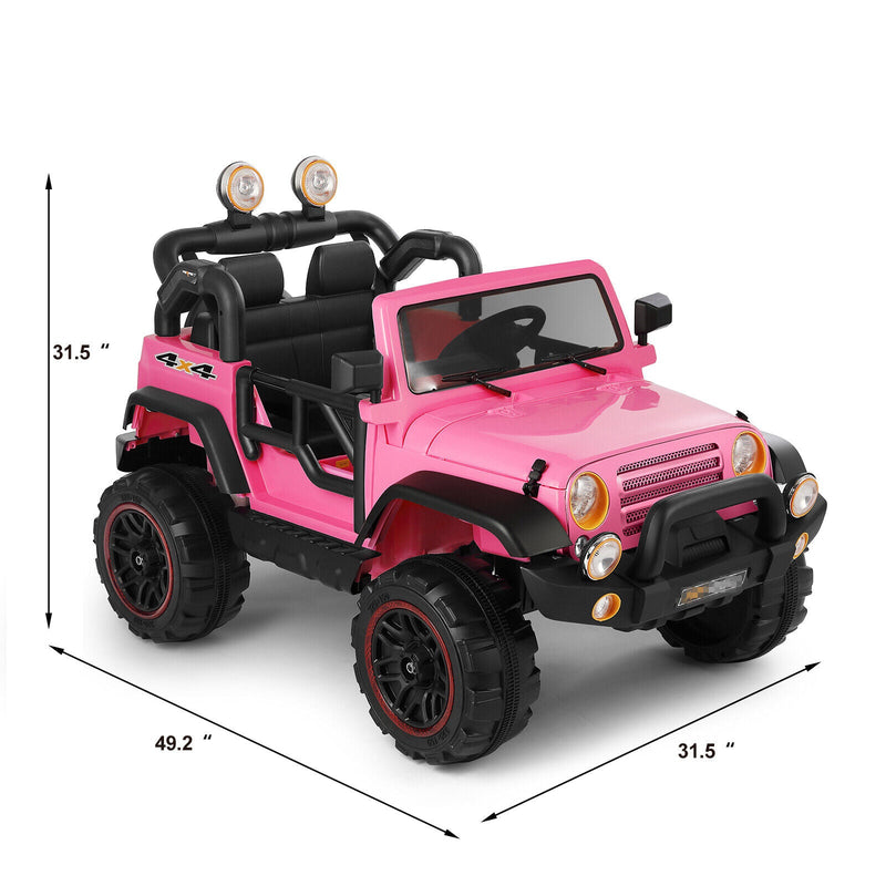 12V Electric Ride-On Car for Kids with Remote Control, MP3 Player, LED Lights, and Cover