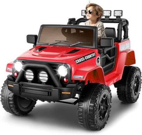 12V Electric Ride-On Car for Kids with Spring Suspension, MP3/USB/AUX, and Remote Control - 3 Speed Options