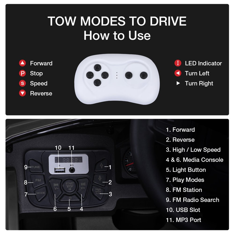 12V Electric Ride-On Car for Kids with Trunk, Remote Control, and MP3 Player