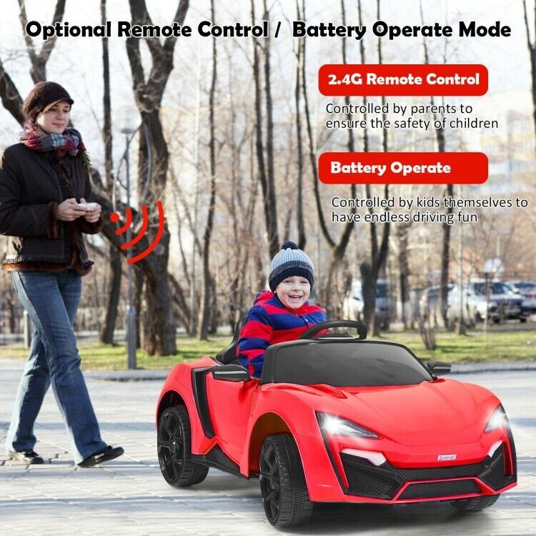 12V Electric Ride-On Car for Toddlers with Remote Control and Lights