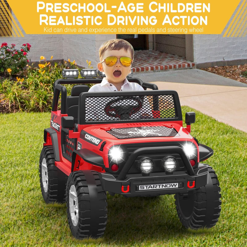 12V Electric Ride-On Car Truck for Kids with Remote Control, Safety Belt, and MP3 Player