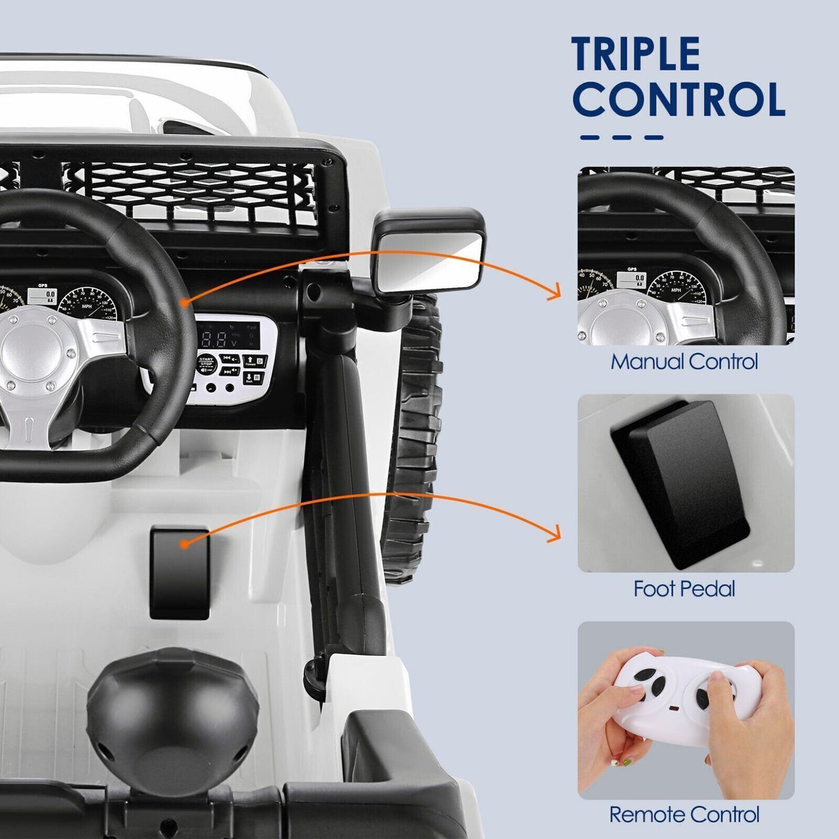 12V Electric Ride-On Trucks for Kids with Remote Control, MP3 Music, and Lights