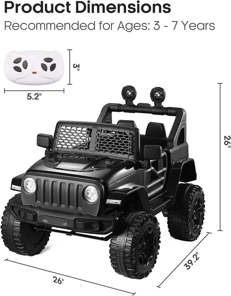 12V Kids Ride-on Truck JEEP with Remote Control and LED Lights