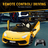 12V Electric Battery Powered Sports Car for Kids with Remote Control - Yellow