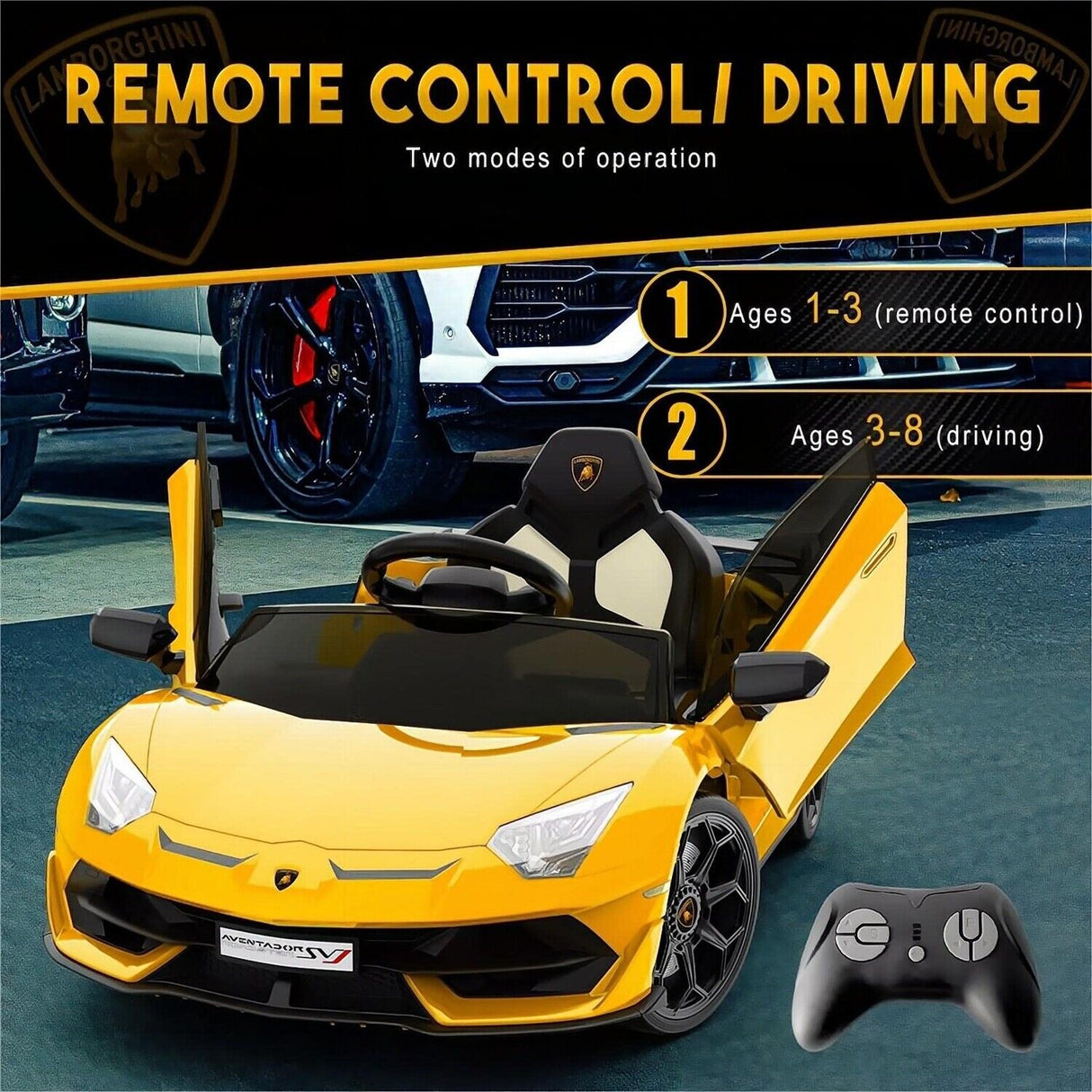 12V Electric Ride-On Car with Remote Control and LED Lights - The Perfect Gift for Kids!