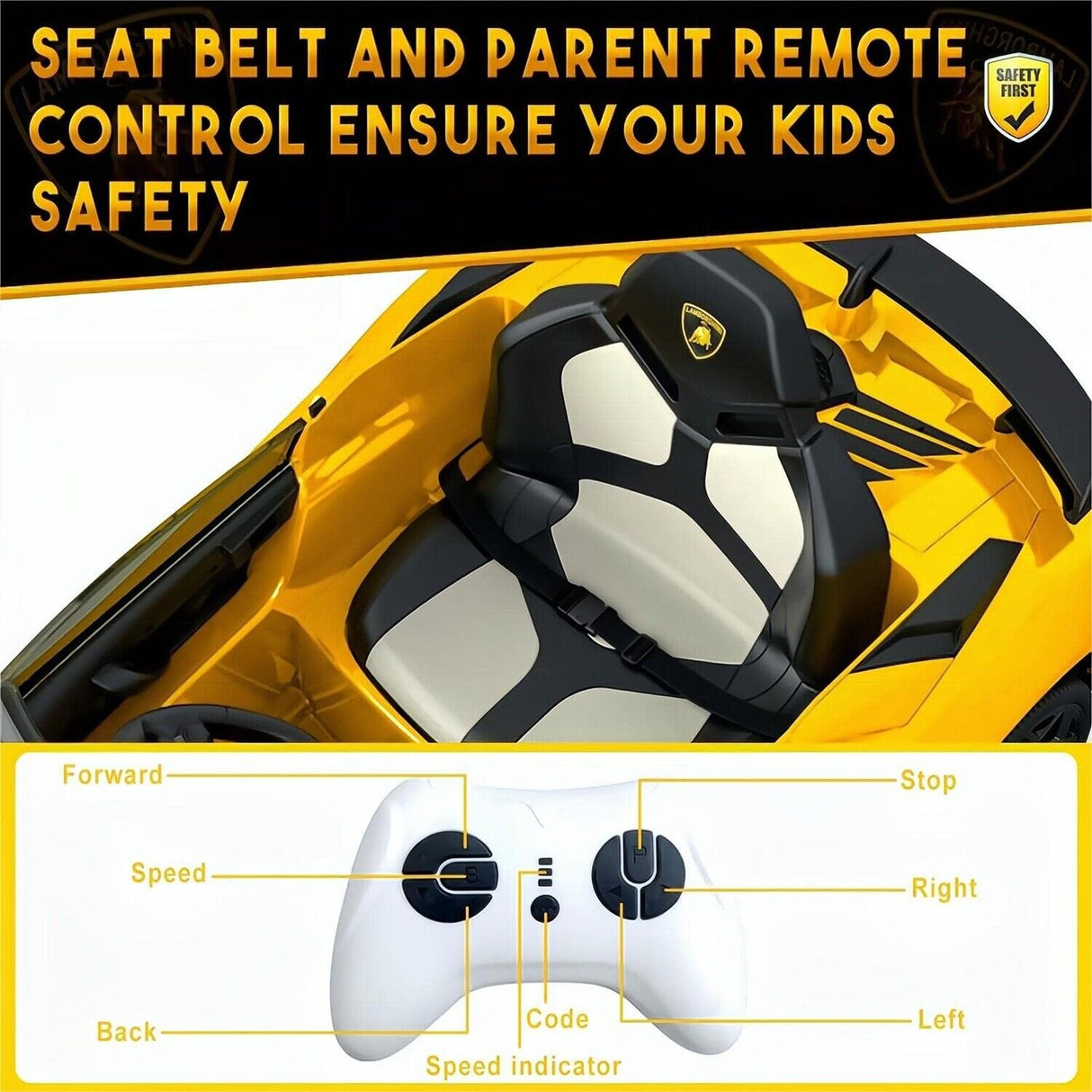 12V Electric Ride-On Car with Remote Control and LED Lights - The Perfect Gift for Kids!