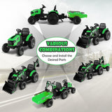 12V Electric Ride-On Excavator Bulldozer with Trailer for Kids - Remote Control Included
