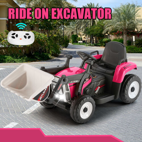12V Electric Ride On Excavator Digger with Bluetooth Music and Remote Control - 3 Speeds and Light Effects Included