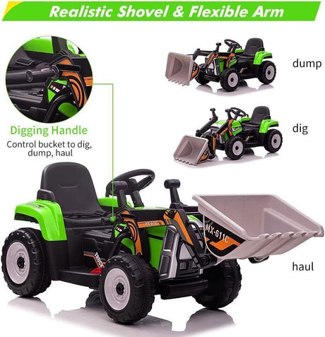 12V Electric Ride-On Excavator for Kids with Bluetooth and 3 Speeds