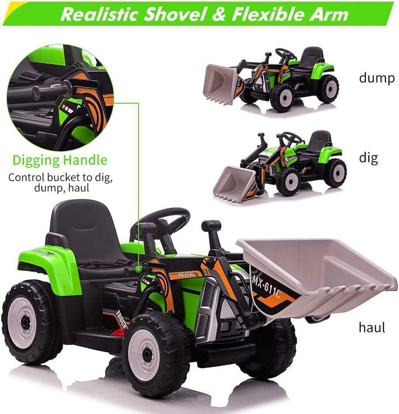 12V Electric Ride-On Excavator for Kids with Bluetooth and 3 Speeds