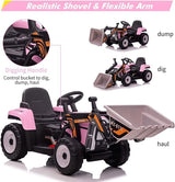 12V Electric Ride-On Excavator for Kids with Bluetooth and 3 Speeds