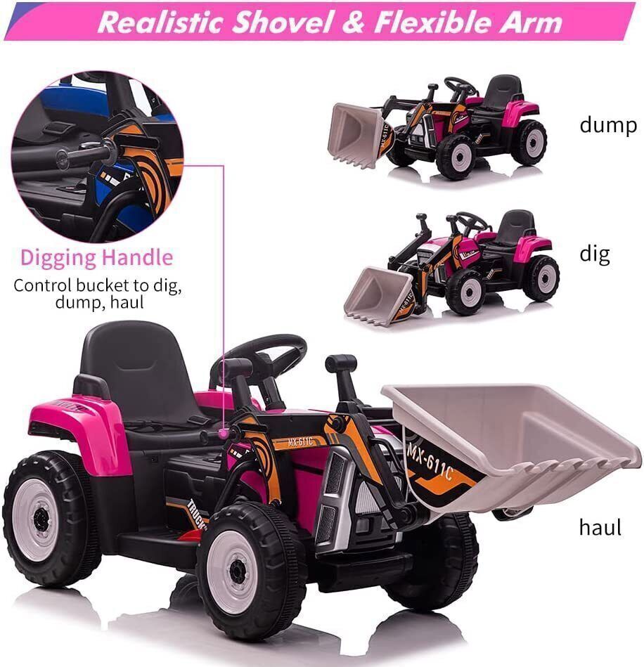 12V Electric Ride-On Excavator for Kids with Bluetooth and 3 Speeds