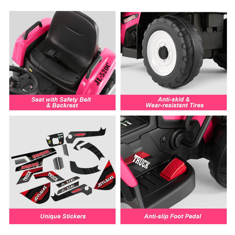 12V Electric Ride On Excavator Digger with Bluetooth Music and Remote Control - 3 Speeds and Light Effects Included