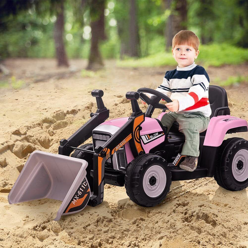 12V Electric Ride-On Excavator Truck for Kids with 3 Speeds, Music, and Remote Control