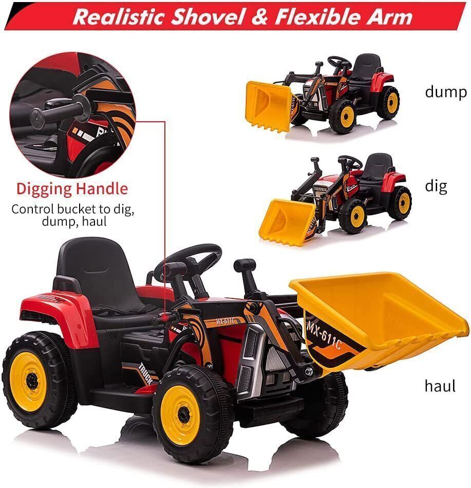 12V Electric Ride-On Excavator Truck for Kids with 3 Speeds - Perfect Xmas Gift!