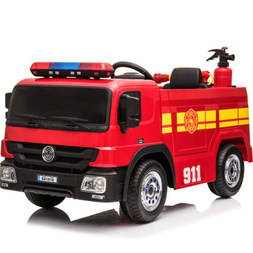 12V Electric Ride-On Fire Truck Toy with Remote Control for Kids Ages 3-7