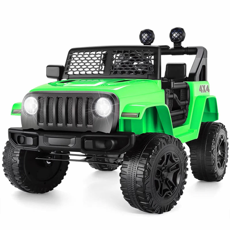 12V Electric Ride-On Jeep Car for Kids with LED Lights, MP3 Player, Remote Control, and 3 Speeds - 7AH Battery Powered