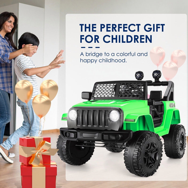12V Electric Ride-On Jeep for Kids with USB, Bluetooth, Remote Control, and MP3 Player - Speeds up to 3 MPH