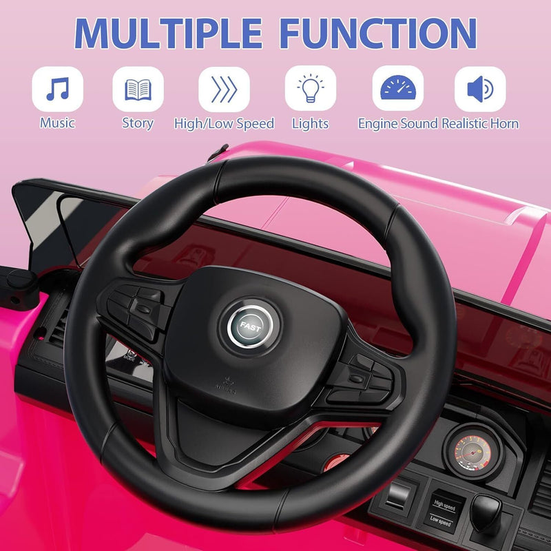 12V Electric Ride On Jeep Toy Car for Kids with Remote Control, Music, and LED Lights - 3 Speed Options