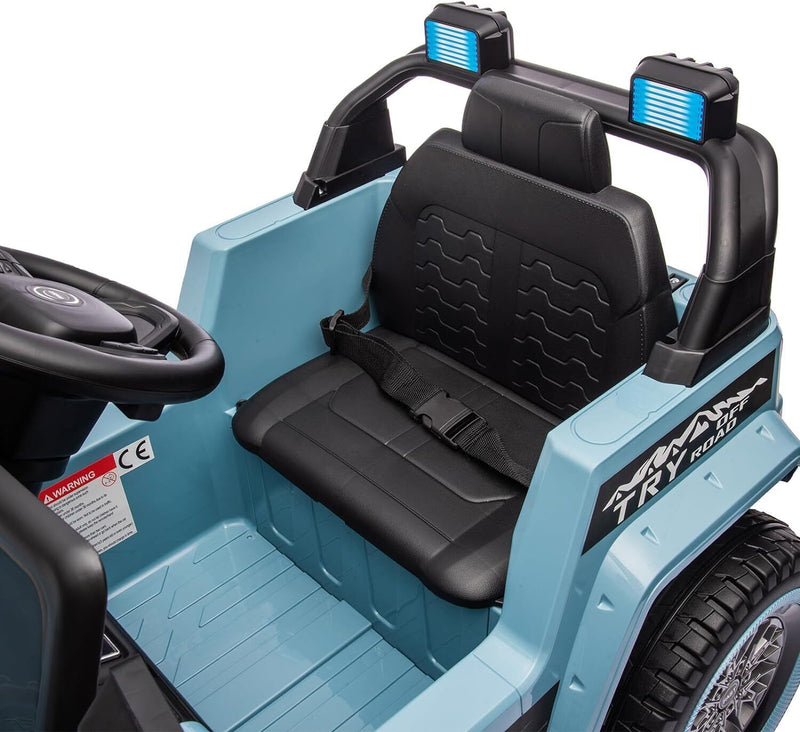 12V Electric Ride On Jeep Toy Car for Kids with Remote Control, Music, and LED Lights - 3 Speed Options