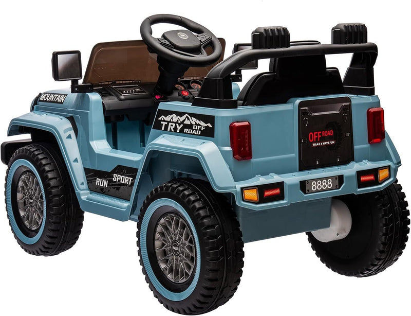 12V Electric Ride On Jeep Toy Car for Kids with Remote Control, Music, and LED Lights - 3 Speed Options