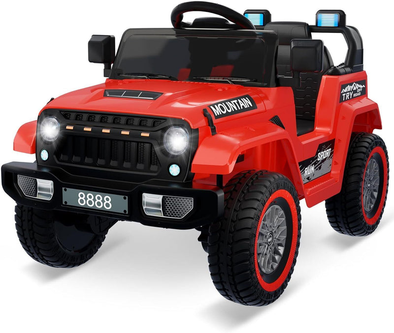 12V Electric Ride On Jeep Truck for Kids with Remote Control and Music - 3 Speed Options