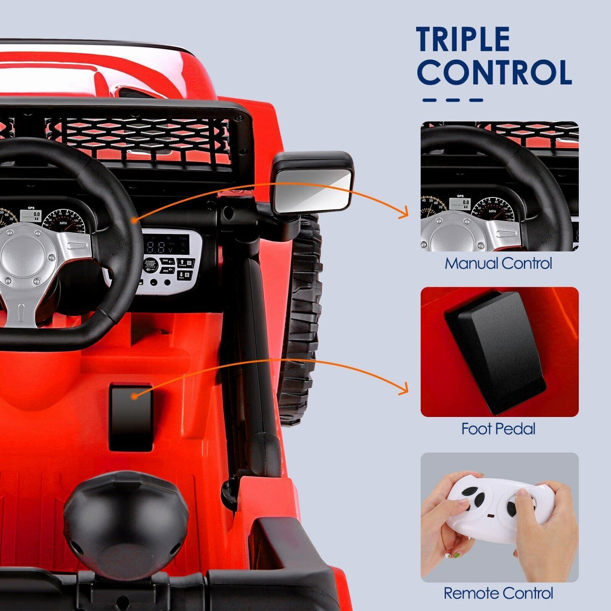 12V Electric Ride-On Truck Car for Kids with MP3 Player, Remote Control, and 2 Seats - LED Lights Included