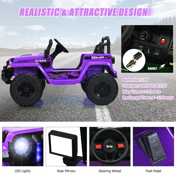 12V Electric Ride On Jeep Toy Car with Remote Control for Kids