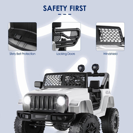 12V Electric Ride On Jeep Toy Car with USB, Bluetooth, and Remote Control for Kids