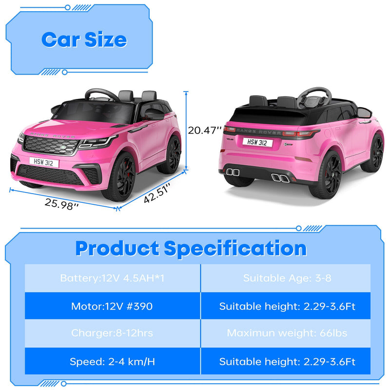 12V Electric Ride-On Land Rover Toy for Kids with Parental Remote Control