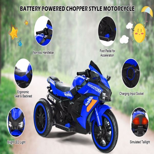 12V Electric Ride On Motorbike for Kids with Rechargeable Battery and 3 Wheels