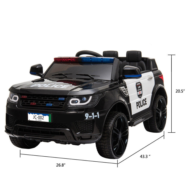 12V Electric Ride On Police Car for Kids with Music, Lights, and Remote Control - Perfect Gift for Young Officers!