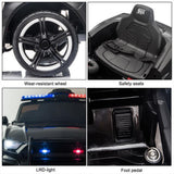 12V Electric Ride On Police Car for Kids with Remote Control - Black