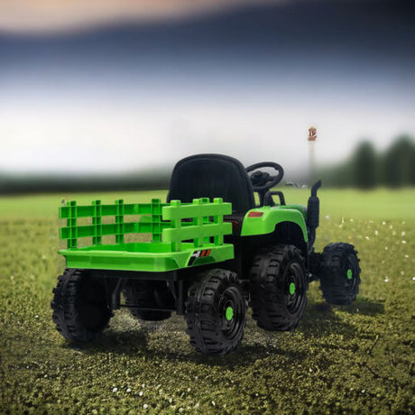 12V Electric Ride On Toy Tractor with Trailer for Kids - Remote Controlled