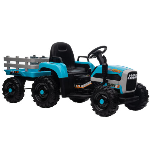 12V Electric Ride On Toy Tractor with Trailer for Kids - Remote Controlled
