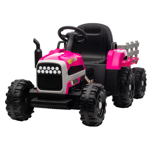 12V Electric Ride On Toy Tractor with Trailer for Kids - Remote Controlled