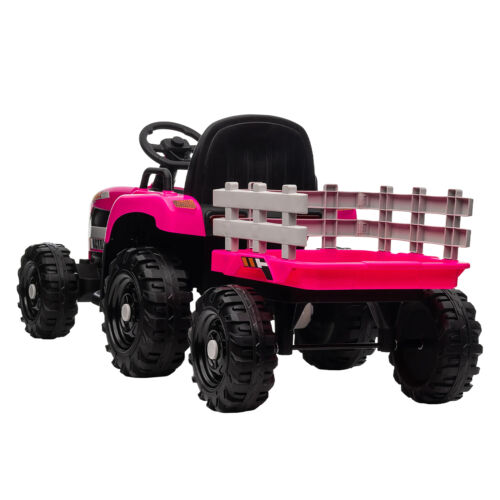 12V Electric Ride On Toy Tractor with Trailer for Kids - Remote Controlled