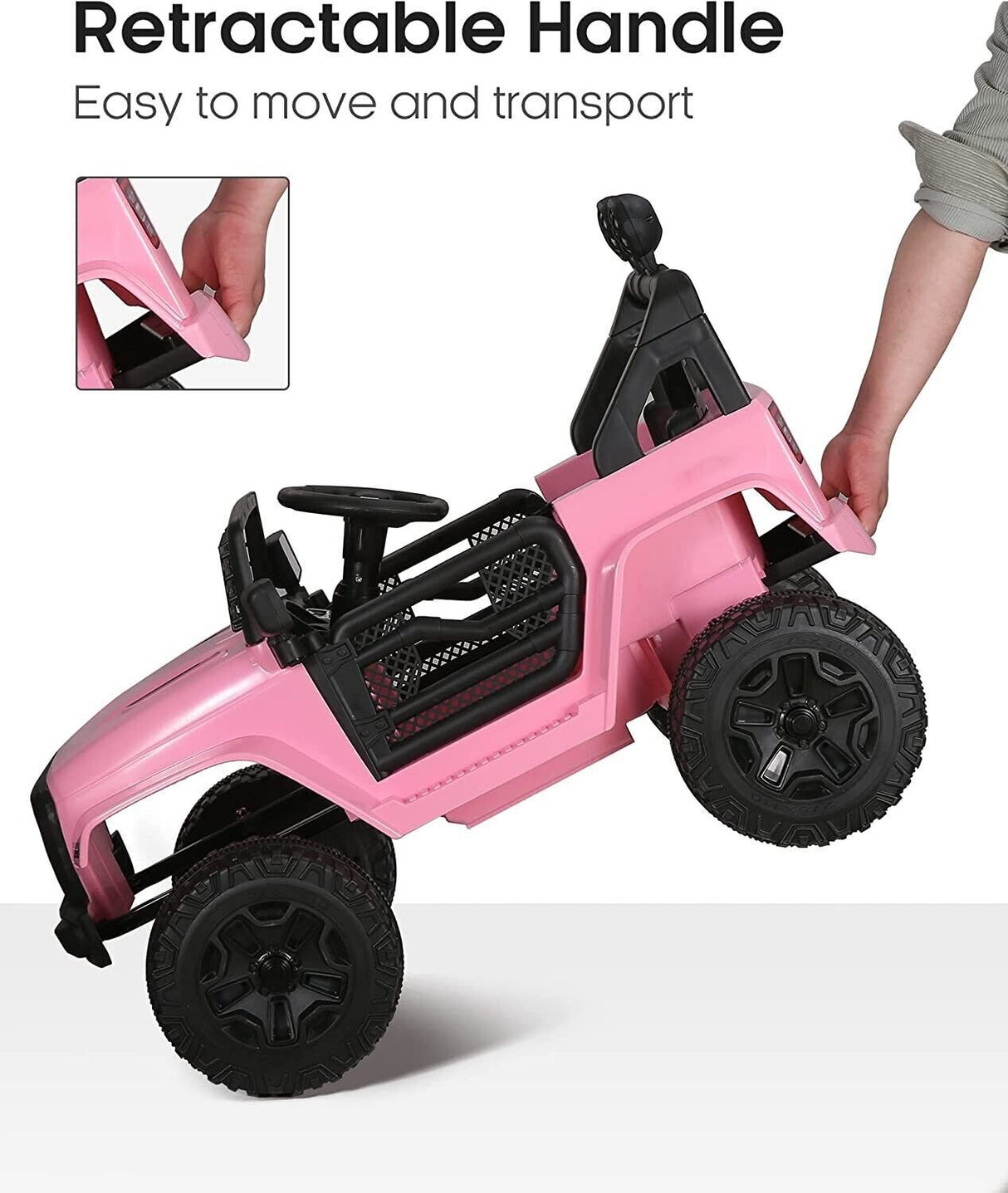 12V Electric Ride-On Car for Kids with Bluetooth MP3 and Remote Control - Pink
