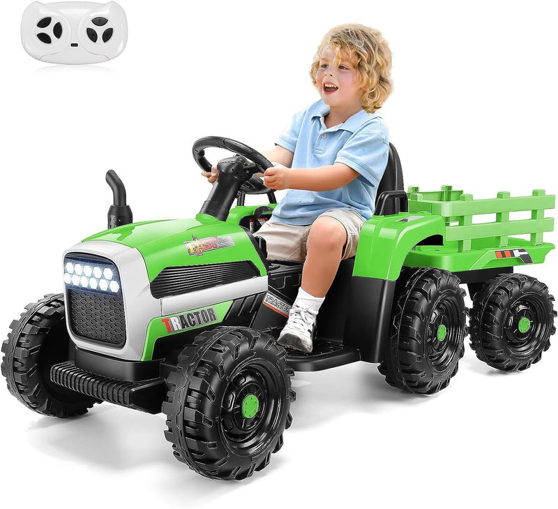 12V Electric Ride-On Tractor with Trailer for Kids - Includes Remote Control!