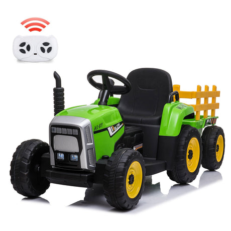 12V Electric Ride-On Tractor with Trailer and MP3 Player for Kids - Featuring 7 LED Headlights