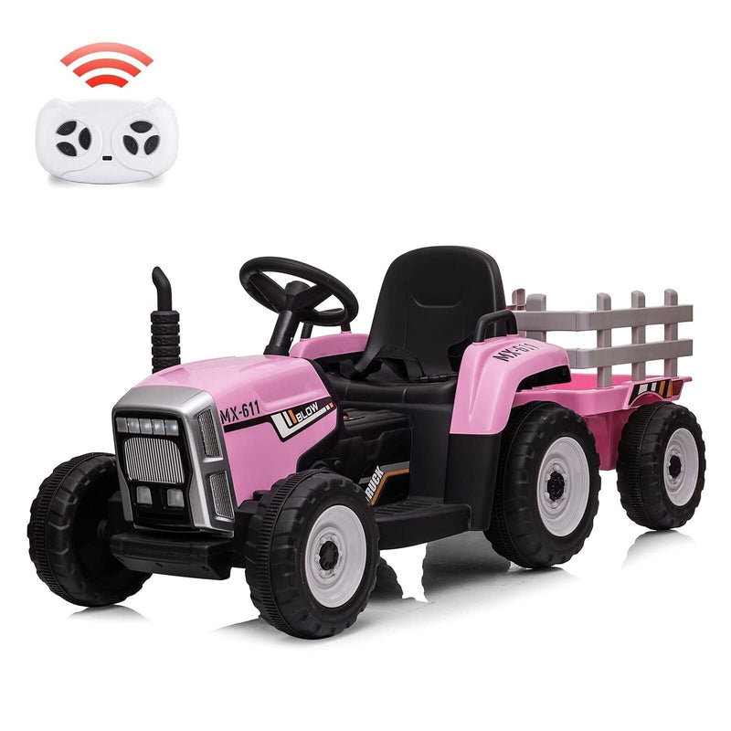 12V Electric Ride-On Tractor with Trailer and MP3 Player for Kids - Featuring 7 LED Headlights