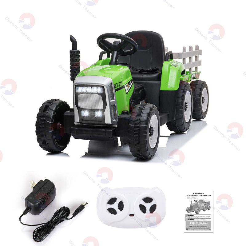 12V Electric Ride-On Tractor with Trailer and Remote Control for Toddlers