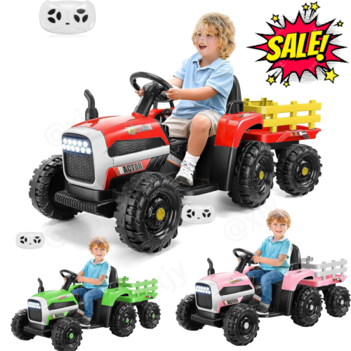 12V Electric Ride-On Tractor with Trailer for Kids - Includes Remote Control!