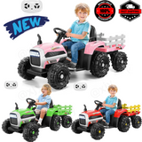 12V Electric Ride-On Tractor for Kids with Trailer and Remote Control