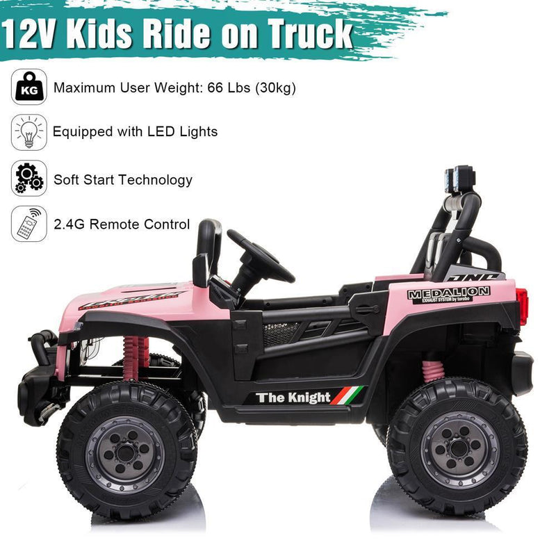 12V Electric Ride-On Truck Car for Kids with RC Remote Control - Pink