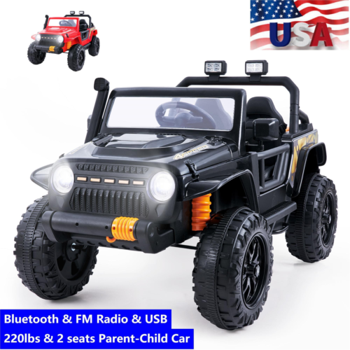 Remote Control Electric Ride-On Truck for Kids with Parent Seat and FM Radio - 12V Power Wheels