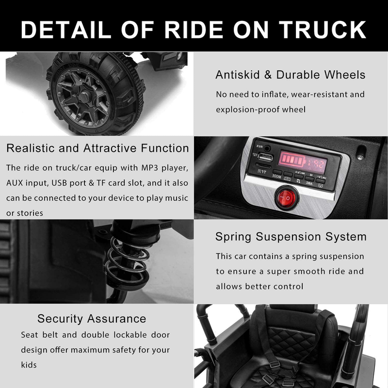 12V Electric Ride-On Truck for Kids with Parental Remote Control