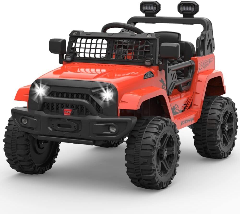 12V Electric Ride-On Truck for Kids with Remote Control, 2 Speeds, and LED Lights
