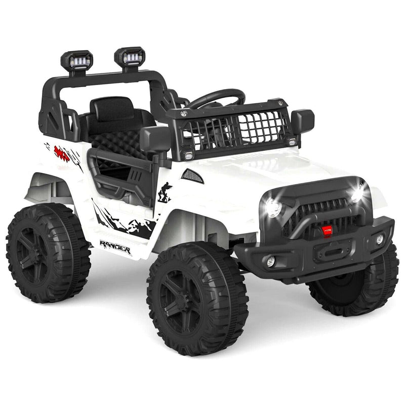 12V Electric Ride-On Truck for Kids with Remote Control - 2 Speeds, White